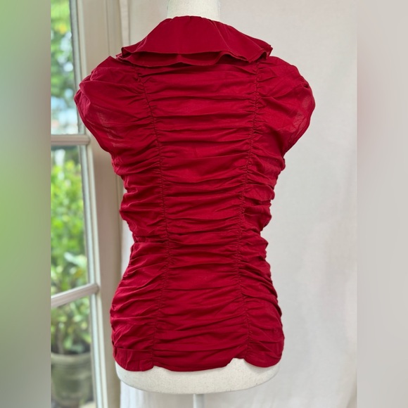 Red Ruffled & Ruched Top - Picture 5 of 9